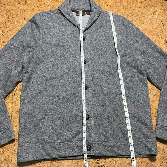 Tasso Elba Men’s Shawl Collar Terry Lined Button Cardigan In Heathered Gray Sz M - Picture 9 of 10